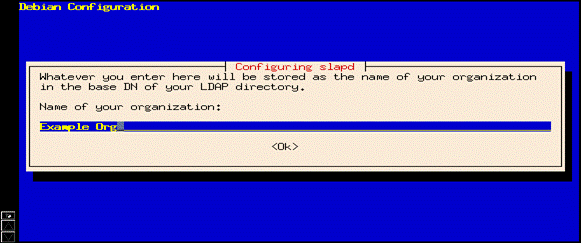 instalace slapd - zadání organizace