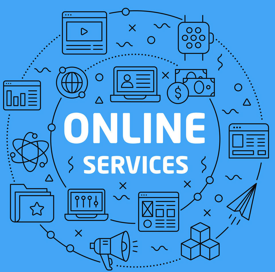Linear online services Royalty Free Vector Image